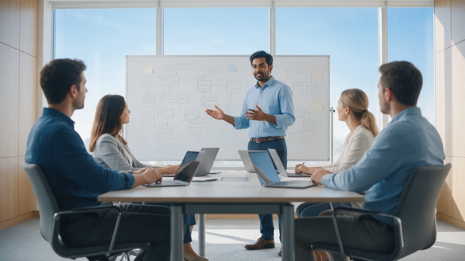 A developer collaborating with a client team